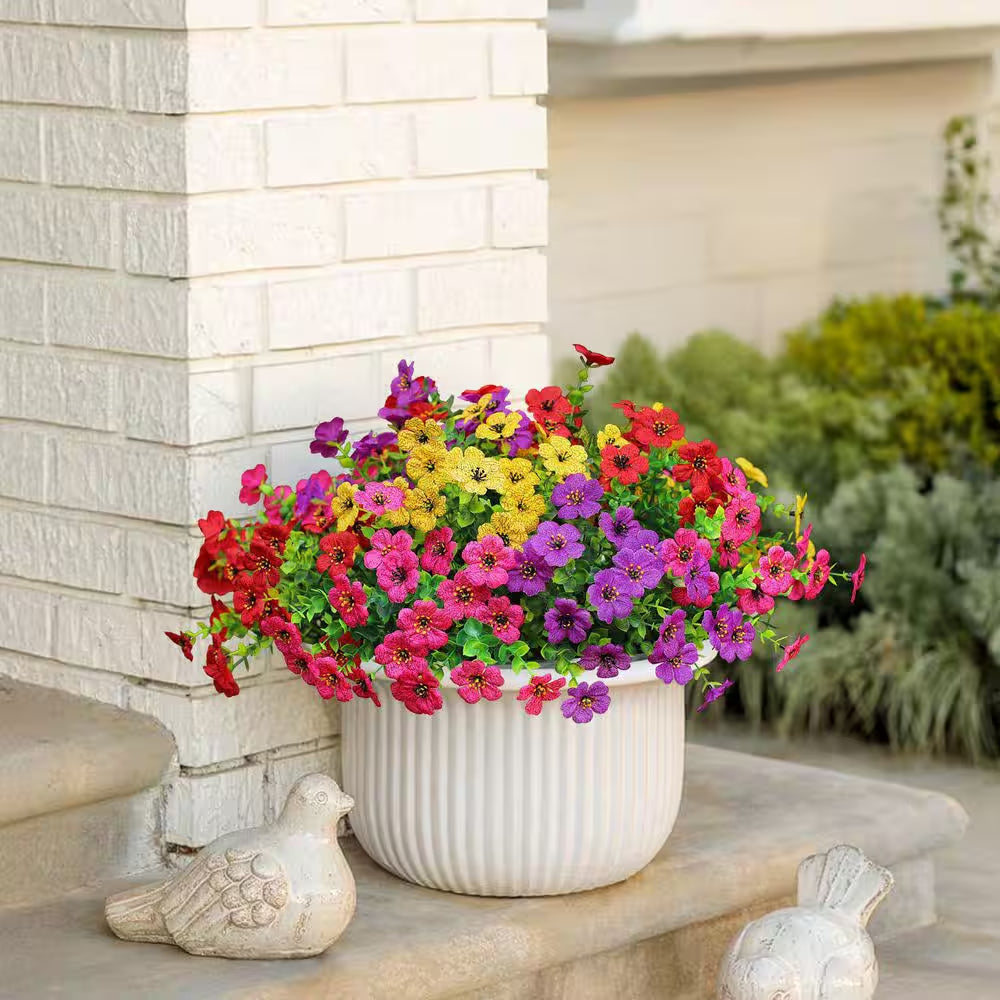 2.00 In. Mix Red Purple Yellow Rose-Red Artificial Outdoor Flower