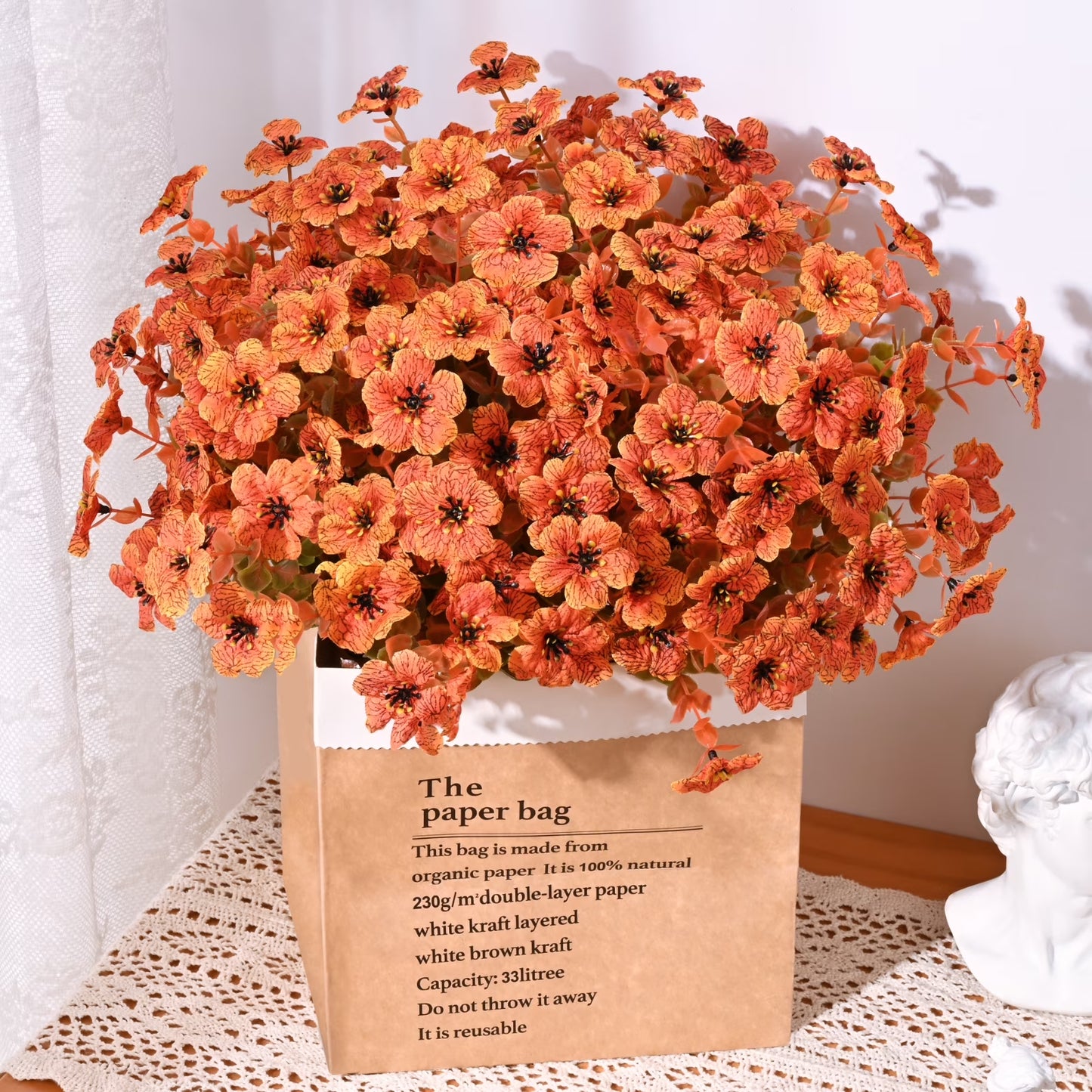 16 Bundles Artificial Fall Flowers for Outdoors Fake Plants, Faux outside Greenery Boxwood No Fade Plastic Shrubs Decor Farmhouse Home Garden