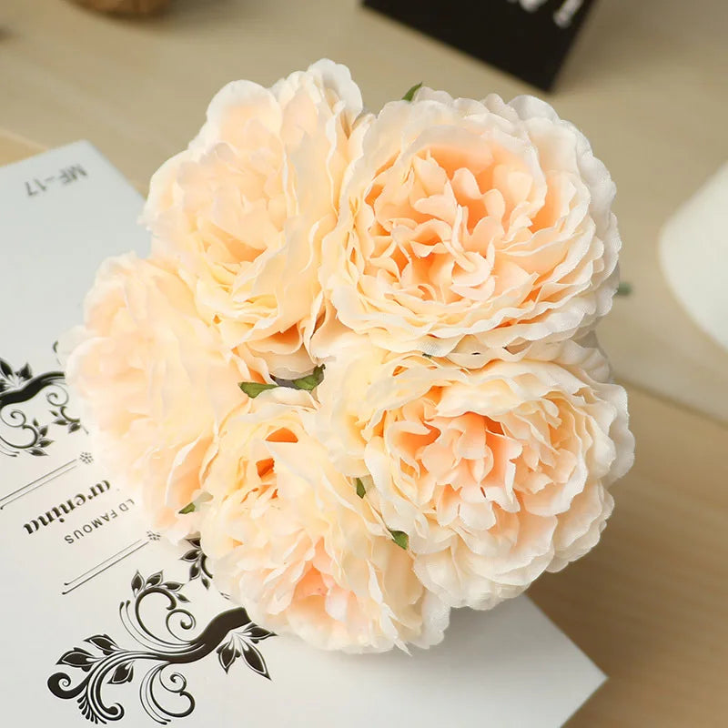 5 Heads/ Bouquet Peony Artificial Flowers Home Decor Silk Fake Flower Peonies Artificial Flowers for Wedding DIY Decoration