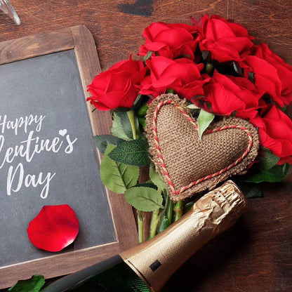 12PCS Fake Roses Artificial Flowers Red Roses with Long Stems Realistic Faux Silk Rose Bouquets for Wedding Decor Bridal Shower Centerpieces Floral Arrangements Party Mother'S Day Valentines Flowers