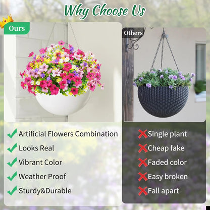 Artificial Flowers UV Resistant Plastic Potted Boxwood for Outdoor Garden Décor