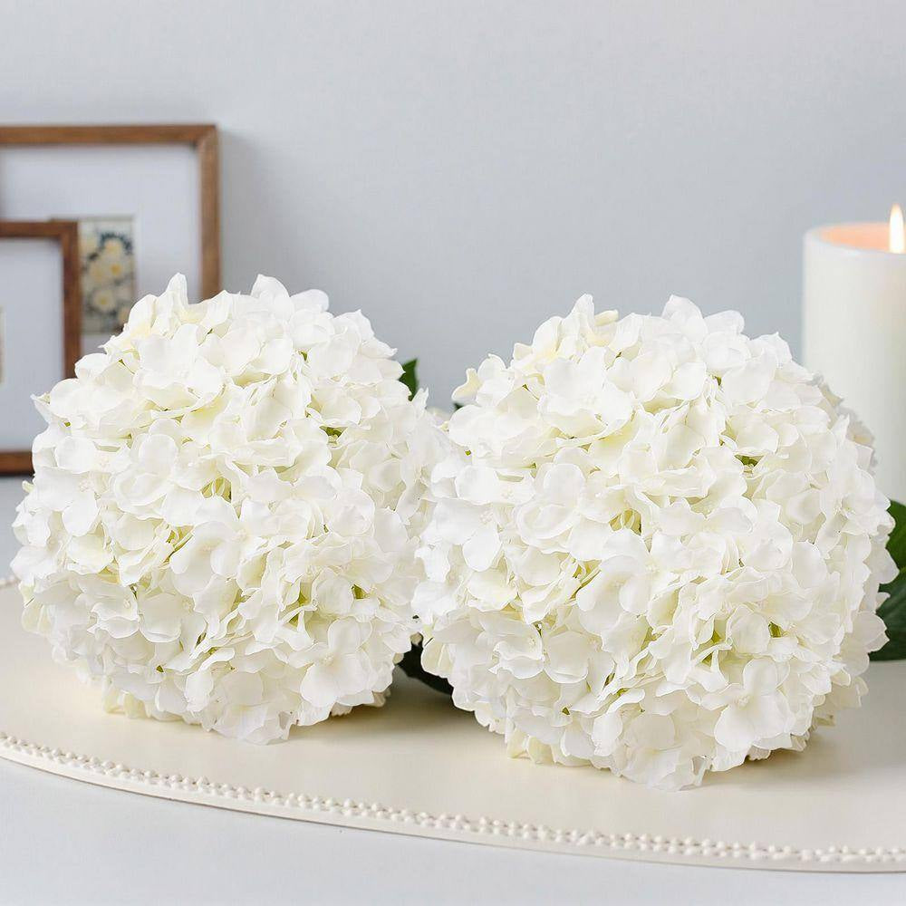 Artificial Flowers, 9.8 In., White, for Outdoor Indoor, Artificial Hydrangea Flower, 105 Pcs Silk Fake Hydrangea Bulk