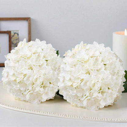 Artificial Flowers, 9.8 In., White, for Outdoor Indoor, Artificial Hydrangea Flower, 105 Pcs Silk Fake Hydrangea Bulk