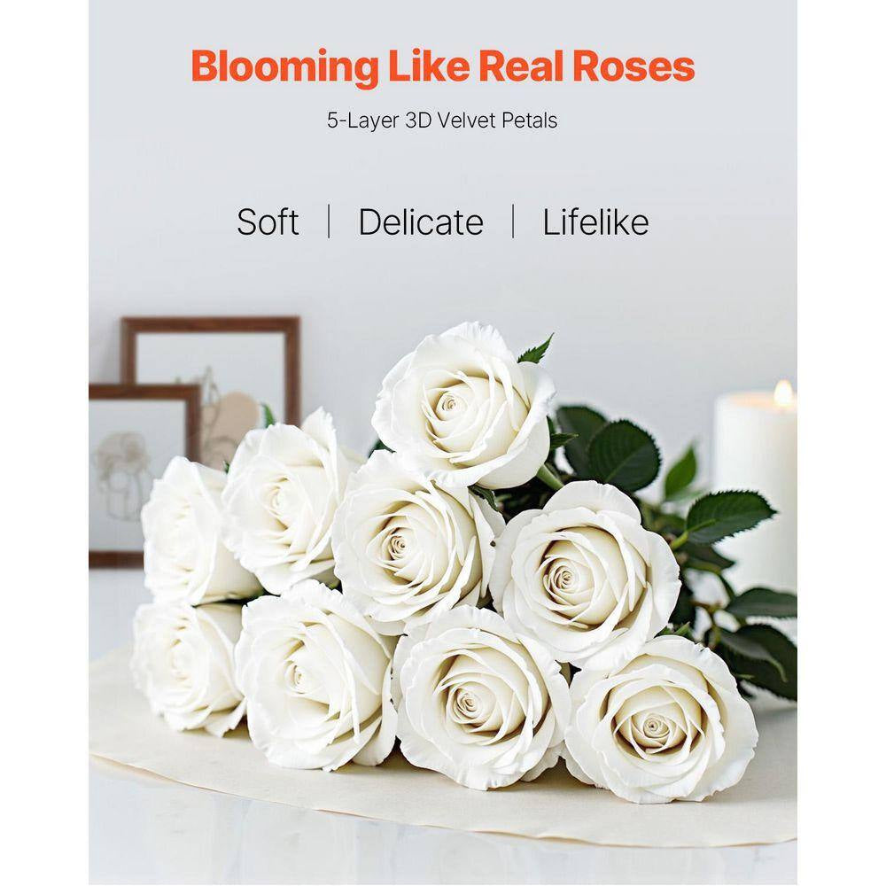 Artificial Flowers, 20 In. White Indoor/Outdoor Artificial Rose Flower for Wedding Bouquets, Home Arrangements