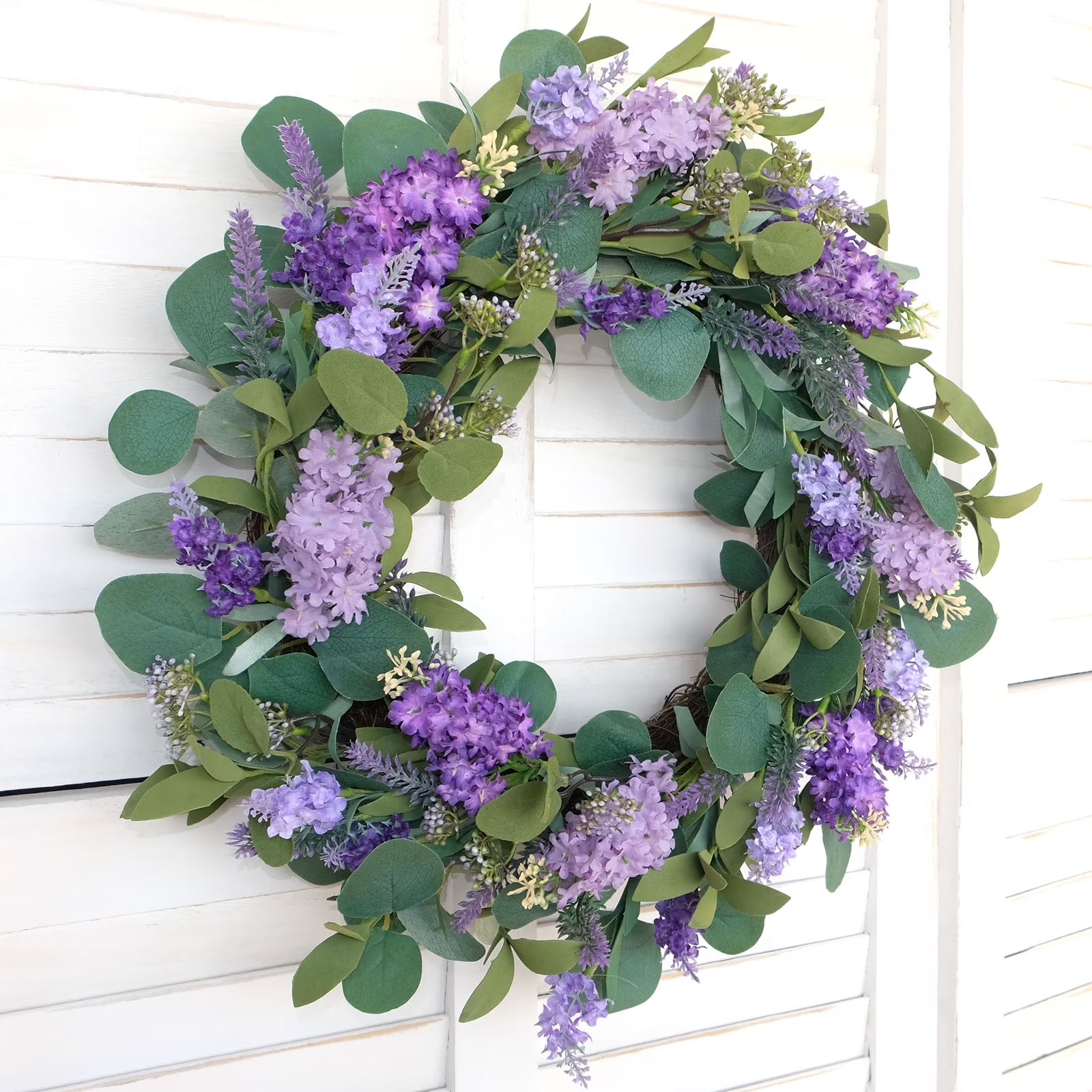 Decorative Polyester Floral Artificial Wreaths, Purple, 1 Count per Pack