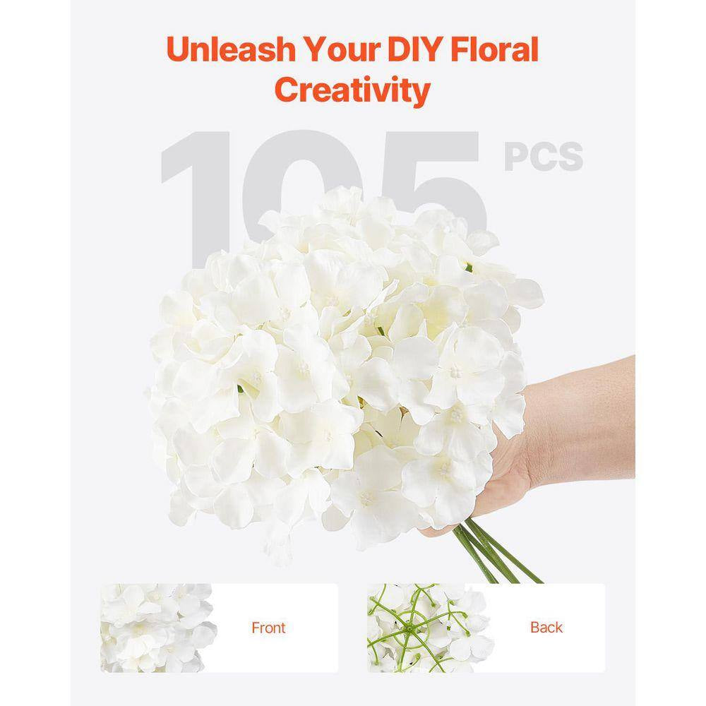 Artificial Flowers, 9.8 In., White, for Outdoor Indoor, Artificial Hydrangea Flower, 105 Pcs Silk Fake Hydrangea Bulk