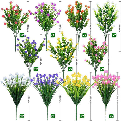 6.7 In. H 20 Pieces UV Resistant Artificial Flowers for Outdoor and Indoor Decor