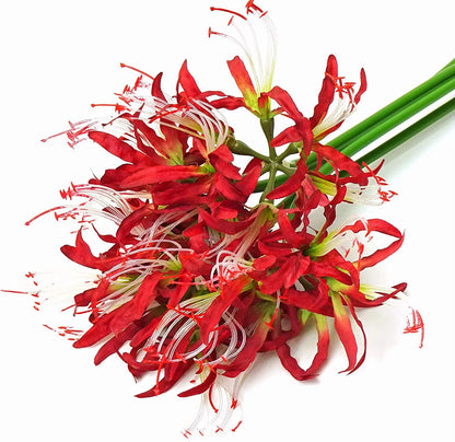 5 Pcs Artificial Flowers Spider Lilies Artificial Lycoris Bulbs with Long Stem Real Touch for Home Office Party Decorations