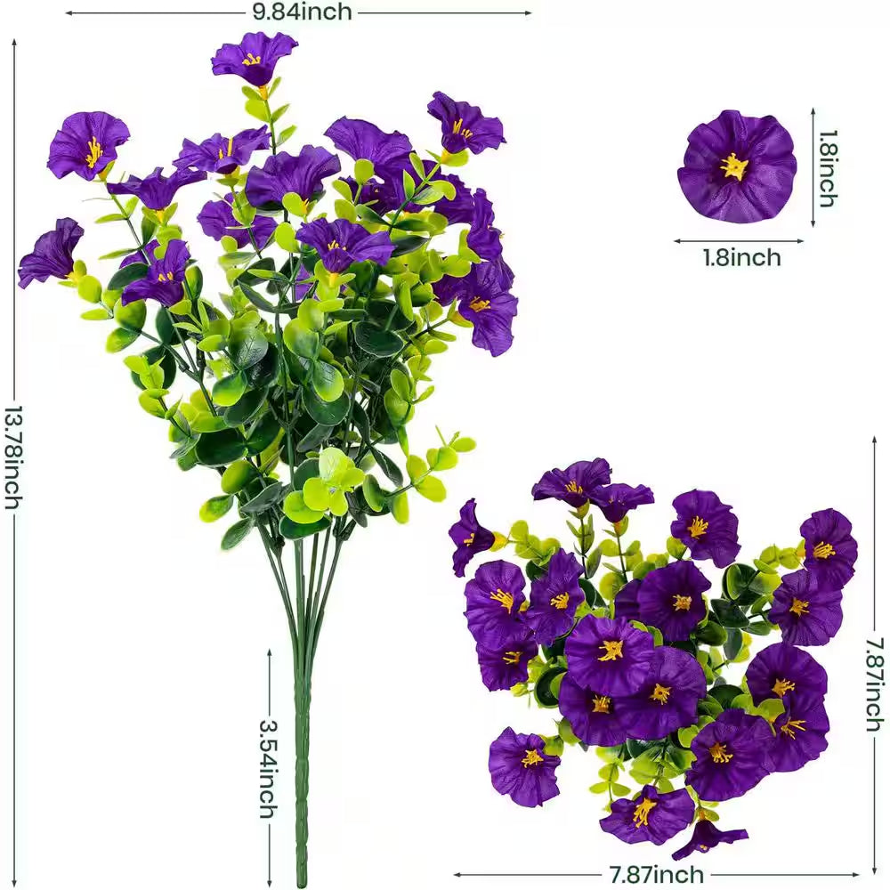 4.33 In. H 16 Bundles Artificial Morning Glory Flowers, UV Resistant, 8 Colors