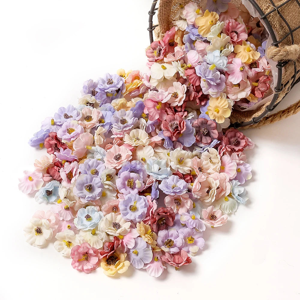 30Pcs Mini Artificial Rose Flowers Heads Silk Fake Flowers for Home Dceor Wedding Decoration Craft Wreath Gifts Accessories