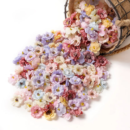 30Pcs Mini Artificial Rose Flowers Heads Silk Fake Flowers for Home Dceor Wedding Decoration Craft Wreath Gifts Accessories