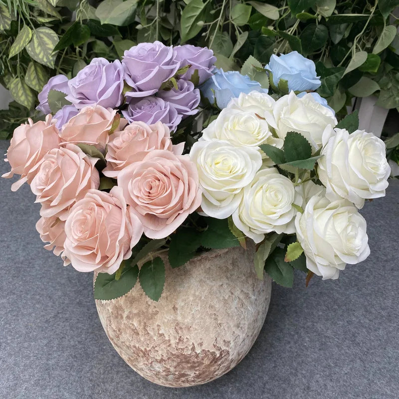 Artificial Flowers Simulation 9 Head Rose Bouquet Wedding Wedding Decoration Artificial Flowers Photography Arrangement Props