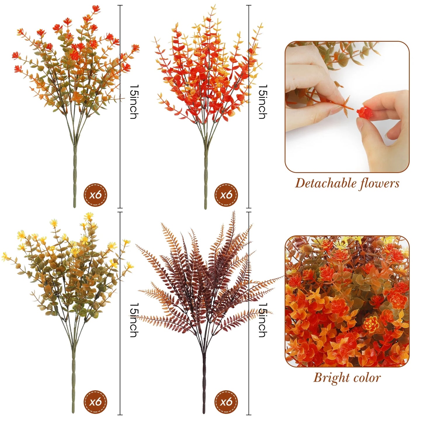 24 Bundles Artificial Fall Flowers, Autumn Fake Flowers Fall Decorations for Home Outdoor Garden Harvest Autumn Home Decor