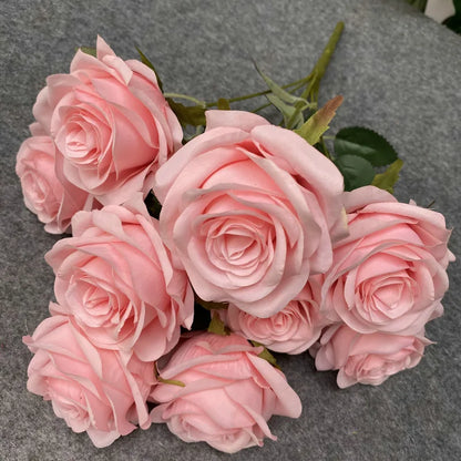 Artificial Flowers Simulation 9 Head Rose Bouquet Wedding Wedding Decoration Artificial Flowers Photography Arrangement Props