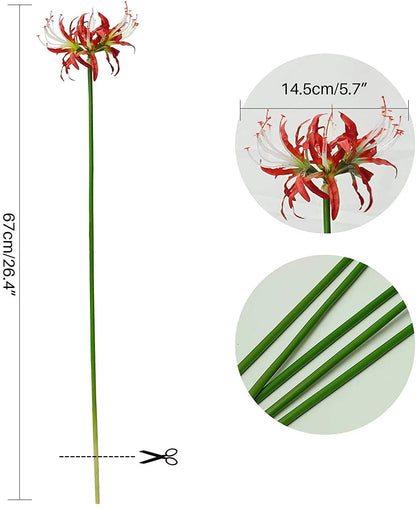 5 Pcs Artificial Flowers Spider Lilies Artificial Lycoris Bulbs with Long Stem Real Touch for Home Office Party Decorations
