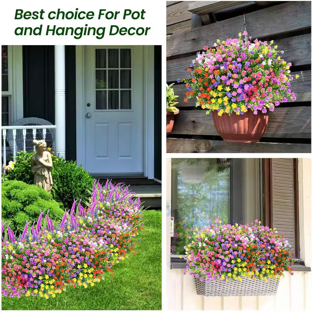 6.7 In. H 20 Pieces UV Resistant Artificial Flowers for Outdoor and Indoor Decor