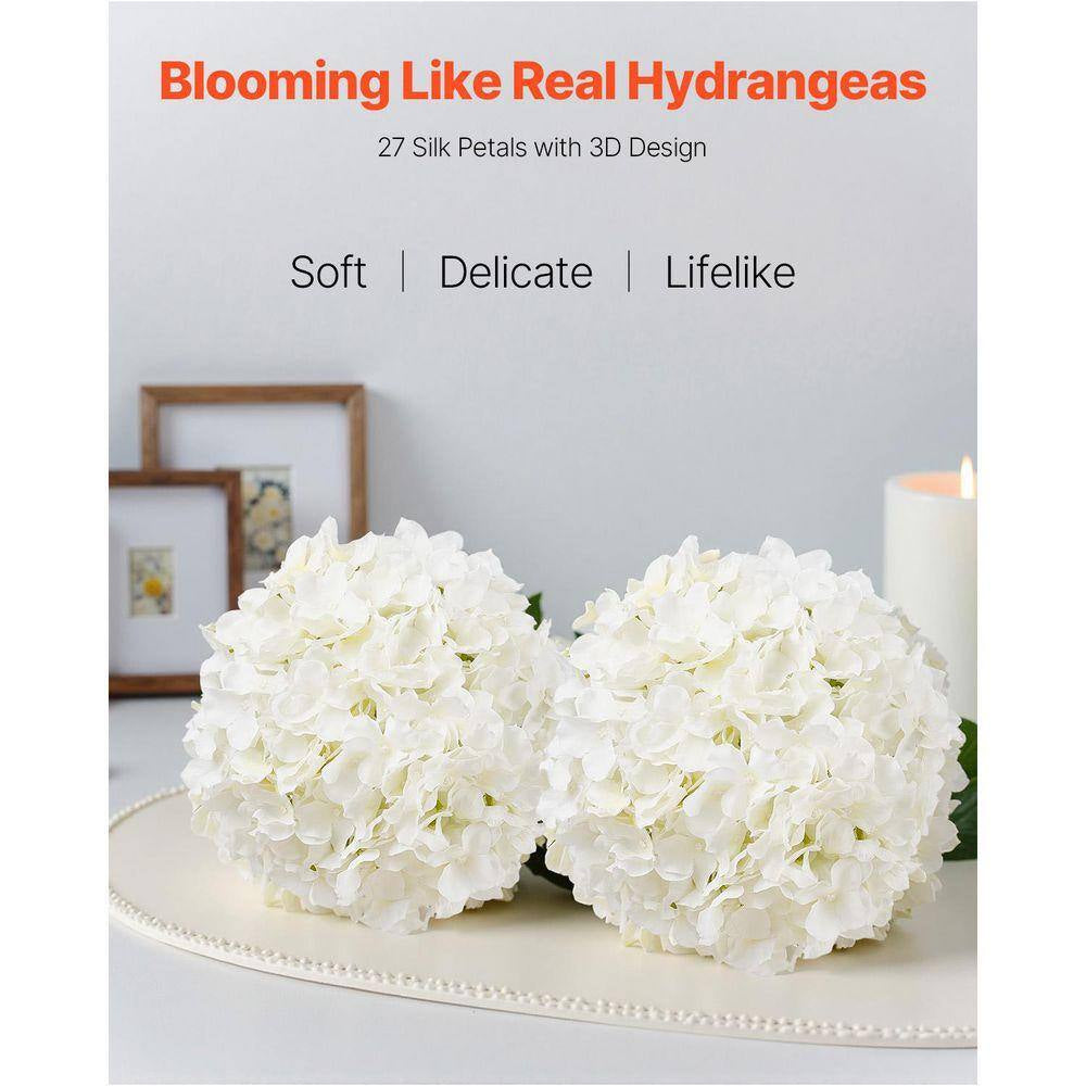 Artificial Flowers, 9.8 In., White, for Outdoor Indoor, Artificial Hydrangea Flower, 105 Pcs Silk Fake Hydrangea Bulk