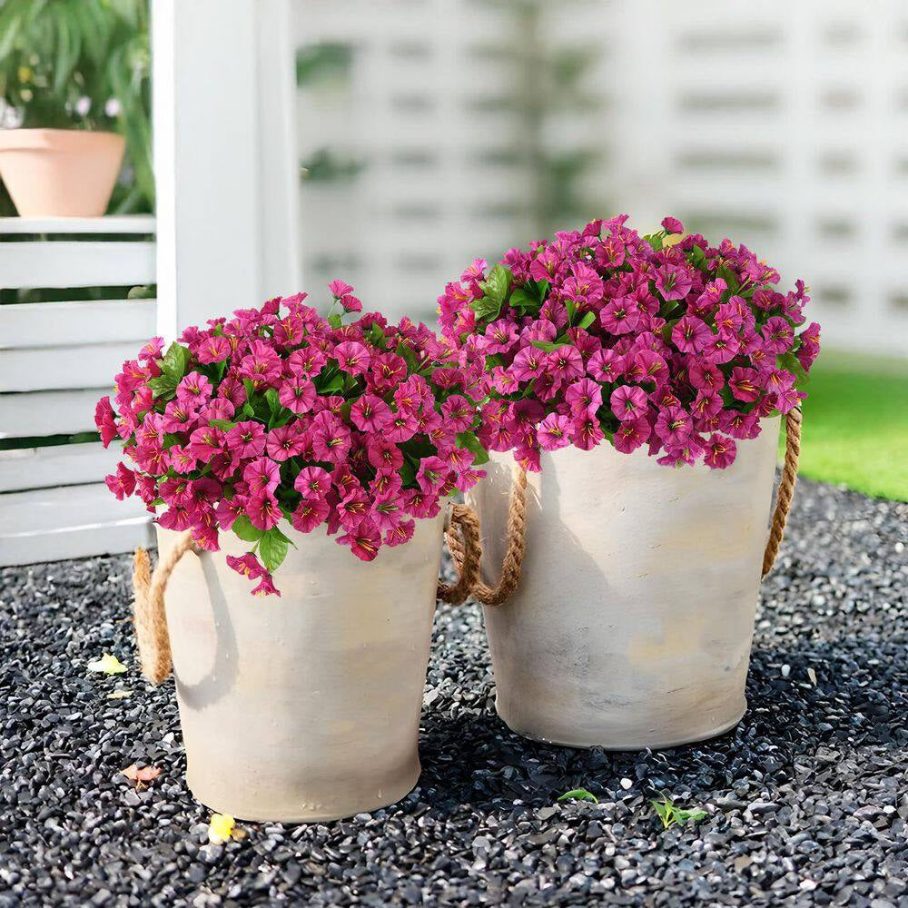 12.00 In. 8 Bundles Artificial Flowers for Outdoor Spring Decoration, UV Resistant Faux Flowers