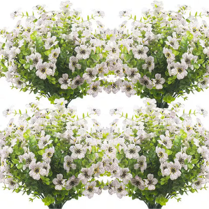 4 In. H 10 Bundles UV Resistant Artificial Flowers for Outdoor Garden Porch Window Box Decor Viole
