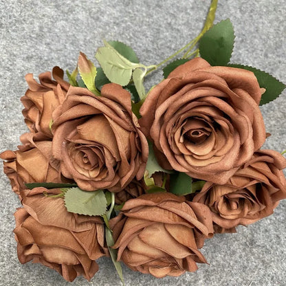 9 Head Diamond Roses European Artificial Flowers Home Wedding Rose Wedding Hotel Road Leading Bunch Artificial Flowers