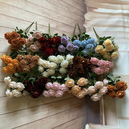 Artificial Flowers Simulation 9 Head Rose Bouquet Wedding Wedding Decoration Artificial Flowers Photography Arrangement Props