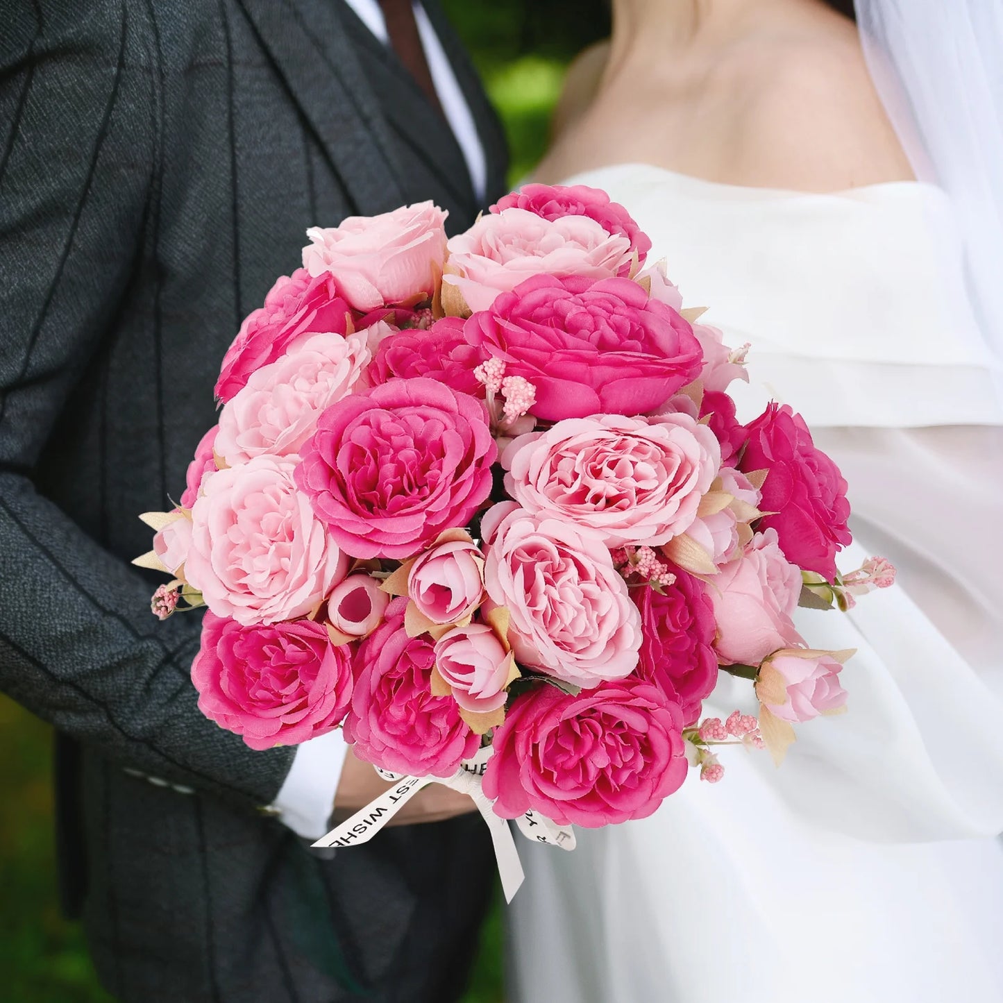 4 Bundles Peonies Artificial Flowers, Pink and Rose Artificial Peonies, Silk Peonies Flowers, Fake Peonies Artificial Flowers Peonies Bouquet for Centerpiece Table Wedding Party Home Decor