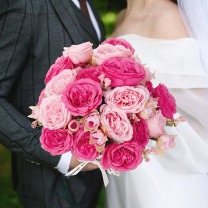 4 Bundles Peonies Artificial Flowers, Pink and Rose Artificial Peonies, Silk Peonies Flowers, Fake Peonies Artificial Flowers Peonies Bouquet for Centerpiece Table Wedding Party Home Decor