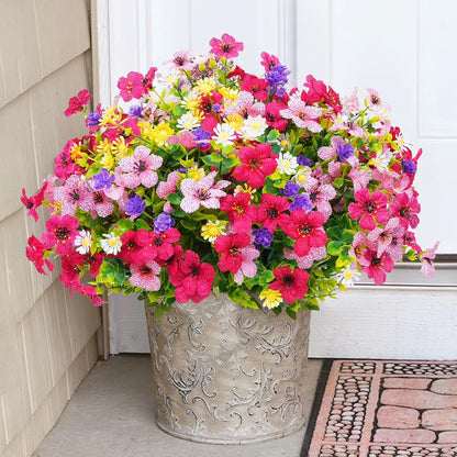 Artificial Flowers UV Resistant Plastic Potted Boxwood for Outdoor Garden Décor