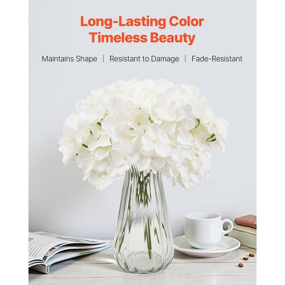 Artificial Flowers, 9.8 In., White, for Outdoor Indoor, Artificial Hydrangea Flower, 105 Pcs Silk Fake Hydrangea Bulk