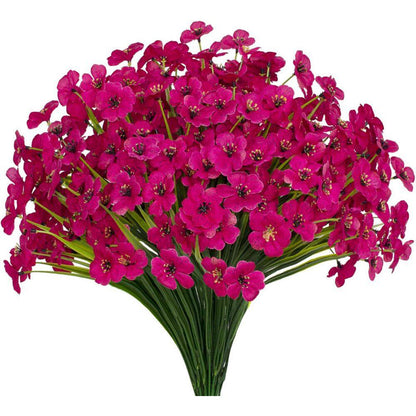 15 In. H 15 Pieces Bundles UV Resistant Artificial Outdoor Flowers in Fuchsia