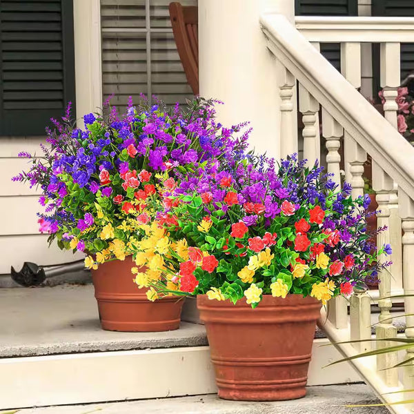 9 Bundles Artificial Flowers for Outdoor Decoration, UV Resistant Fake Plants