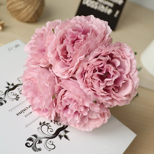 5 Heads/ Bouquet Peony Artificial Flowers Home Decor Silk Fake Flower Peonies Artificial Flowers for Wedding DIY Decoration