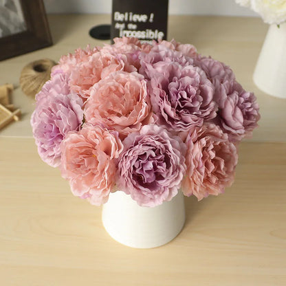 5 Heads/ Bouquet Peony Artificial Flowers Home Decor Silk Fake Flower Peonies Artificial Flowers for Wedding DIY Decoration