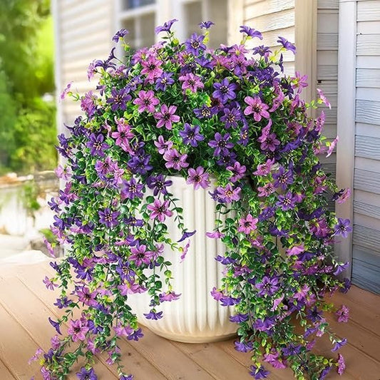 Artificial Fake Hanging Flowers Plants for Outdoor Spring Decoration,2 PCS Faux