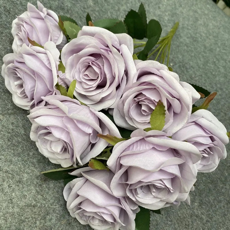 9 Head Diamond Roses European Artificial Flowers Home Wedding Rose Wedding Hotel Road Leading Bunch Artificial Flowers