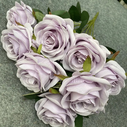 9 Head Diamond Roses European Artificial Flowers Home Wedding Rose Wedding Hotel Road Leading Bunch Artificial Flowers