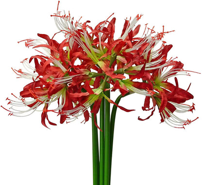 5 Pcs Artificial Flowers Spider Lilies Artificial Lycoris Bulbs with Long Stem Real Touch for Home Office Party Decorations