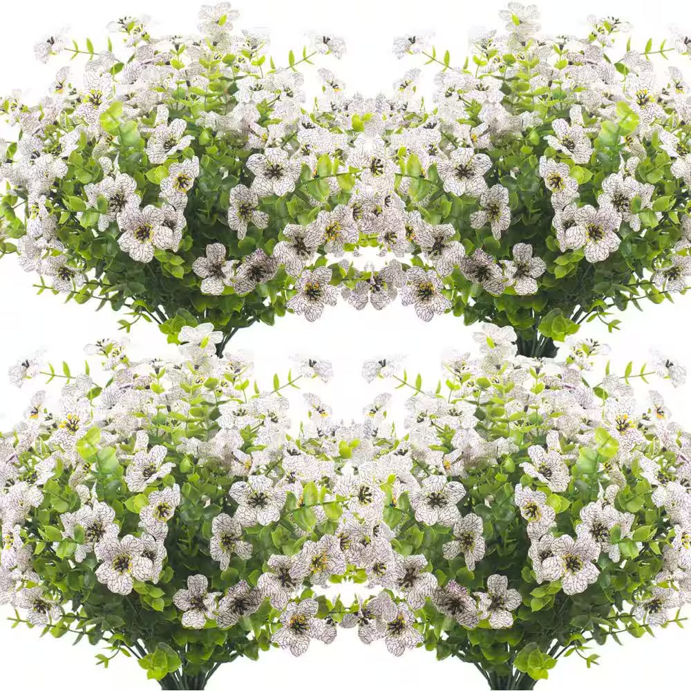 4 In. H 10 Bundles UV Resistant Artificial Flowers for Outdoor Garden Porch Window Box Decor Viole