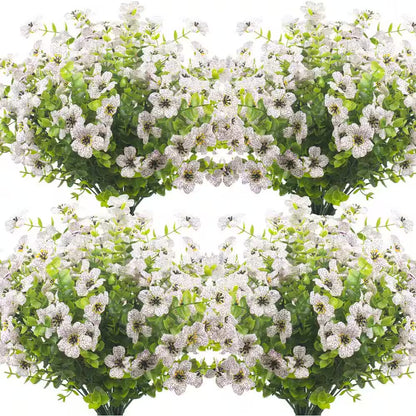 4 In. H 10 Bundles UV Resistant Artificial Flowers for Outdoor Garden Porch Window Box Decor Viole