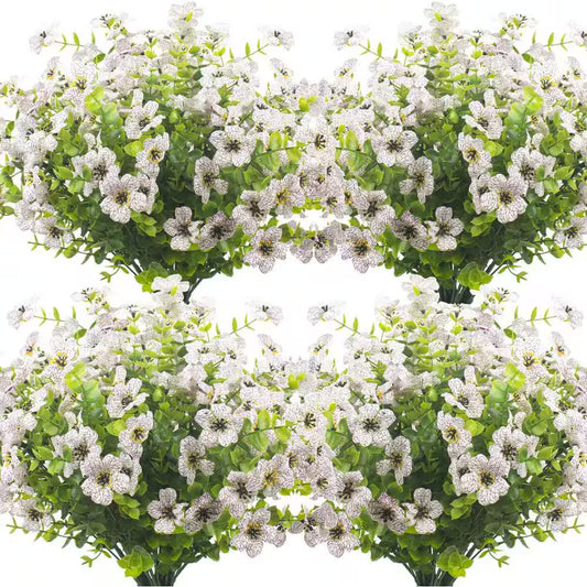 4 In. H 10 Bundles UV Resistant Artificial Flowers for Outdoor Garden Porch Window Box Decor Viole