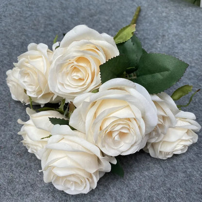 9 Head Diamond Roses European Artificial Flowers Home Wedding Rose Wedding Hotel Road Leading Bunch Artificial Flowers