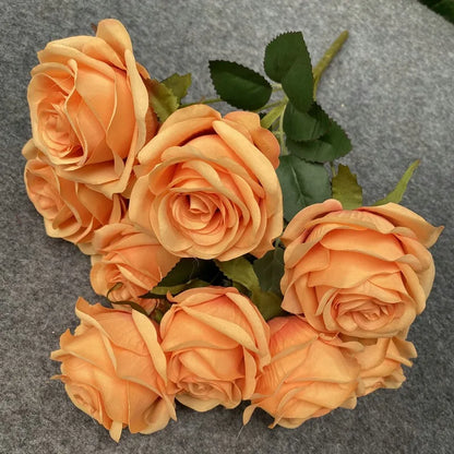 9 Head Diamond Roses European Artificial Flowers Home Wedding Rose Wedding Hotel Road Leading Bunch Artificial Flowers