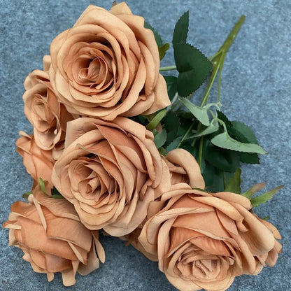 9 Head Diamond Roses European Artificial Flowers Home Wedding Rose Wedding Hotel Road Leading Bunch Artificial Flowers