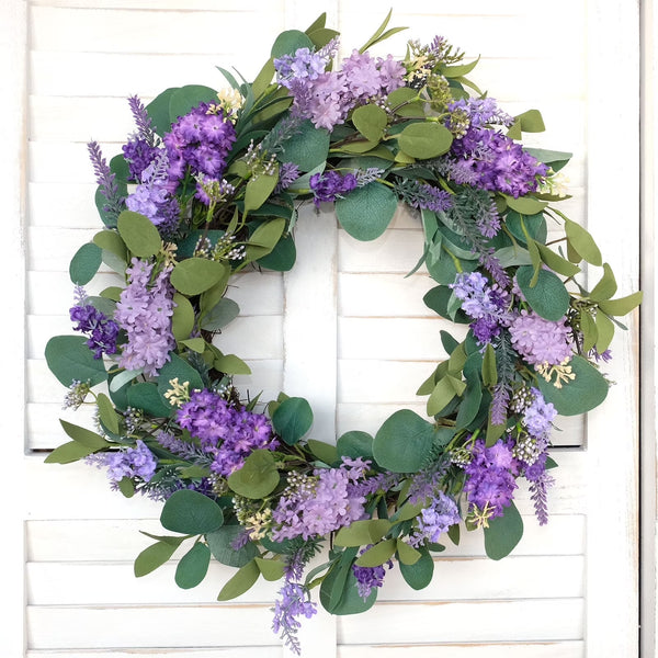 Decorative Polyester Floral Artificial Wreaths, Purple, 1 Count per Pack