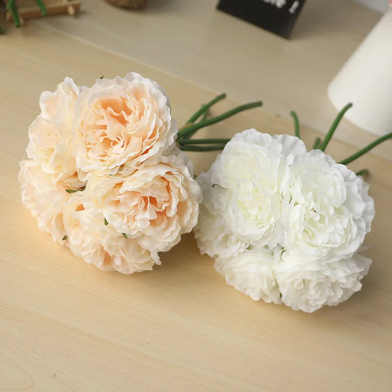 5 Heads/ Bouquet Peony Artificial Flowers Home Decor Silk Fake Flower Peonies Artificial Flowers for Wedding DIY Decoration