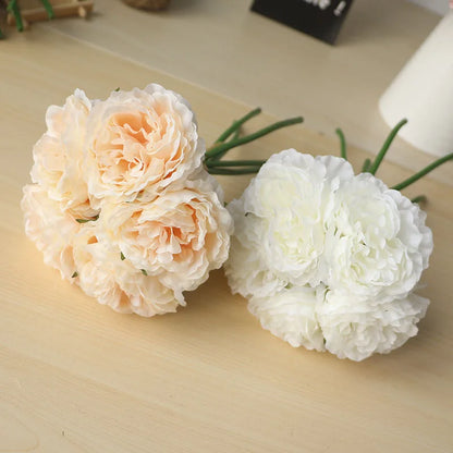 5 Heads/ Bouquet Peony Artificial Flowers Home Decor Silk Fake Flower Peonies Artificial Flowers for Wedding DIY Decoration