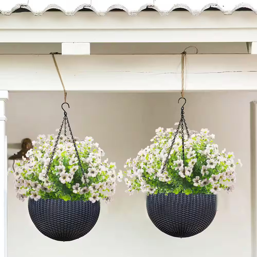 4 In. H 10 Bundles UV Resistant Artificial Flowers for Outdoor Garden Porch Window Box Decor Viole