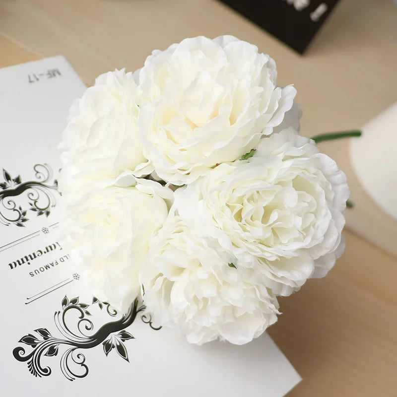 5 Heads/ Bouquet Peony Artificial Flowers Home Decor Silk Fake Flower Peonies Artificial Flowers for Wedding DIY Decoration