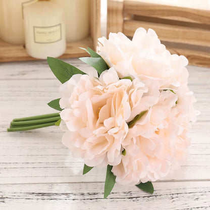 5-Head Artificial Hydrangea Peony Flowers High Quality Bride Bouquet Big Flower Home Wedding Living Room Fake Flowers Decoration