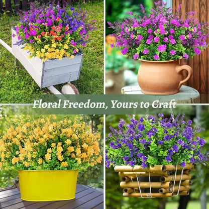 9 Bundles Artificial Flowers for Outdoor Decoration, UV Resistant Fake Plants